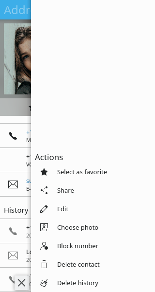 Examples of a context drawer on mobile