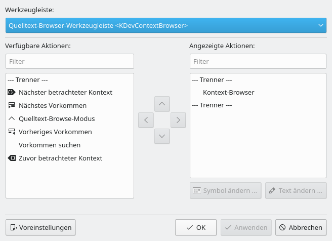 Dual-list pattern with up and down buttons