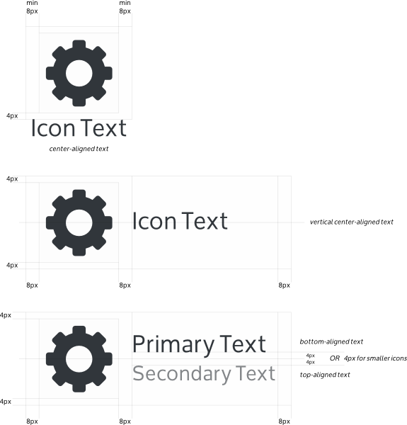 Alignment of text and icons.
