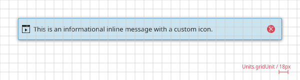 Inline message with a custom icon and a close button.